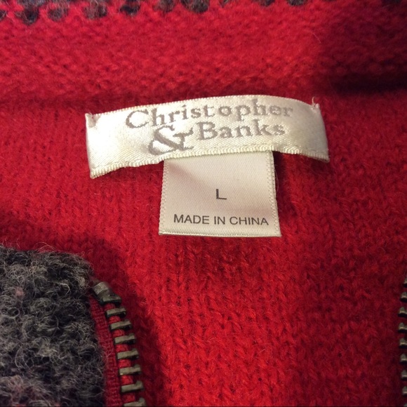 Christopher & Banks Womens Cardigan wool full zip sweater size large - Picture 7 of 10